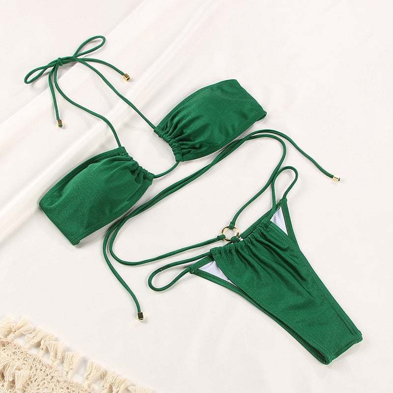 Green Satin Bikini