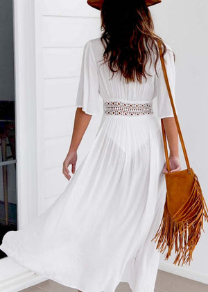 White Long Maxi Dress Cover Up