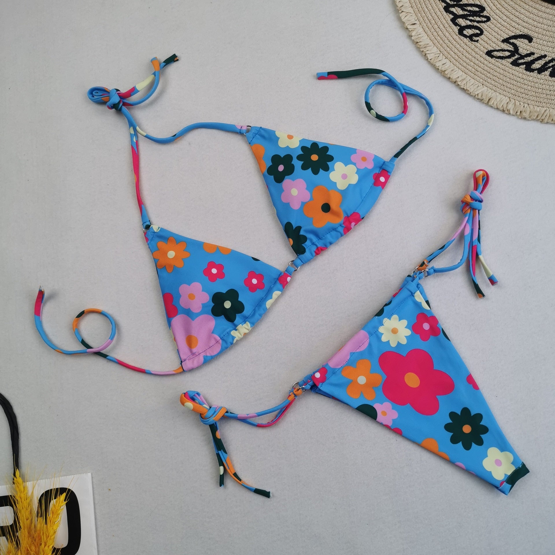 Floral String Bikini Set
