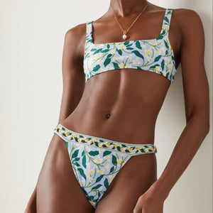 3 Pc Tropical bikini + Skirt Set