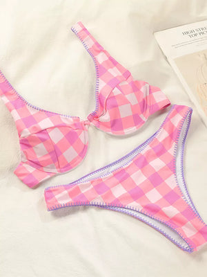Pink Plaid Bikini