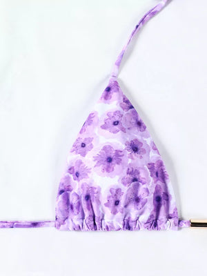 Purple Floral Print Bikini